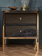 Birlea Black and Gold Fenwick 2 Drawer Bedside Table - Image 1 of 7