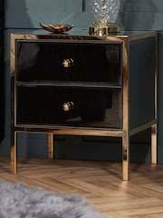 Birlea Black and Gold Fenwick 2 Drawer Bedside Table - Image 2 of 7