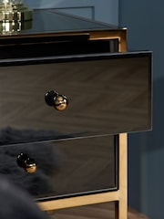 Birlea Black and Gold Fenwick 2 Drawer Bedside Table - Image 3 of 7