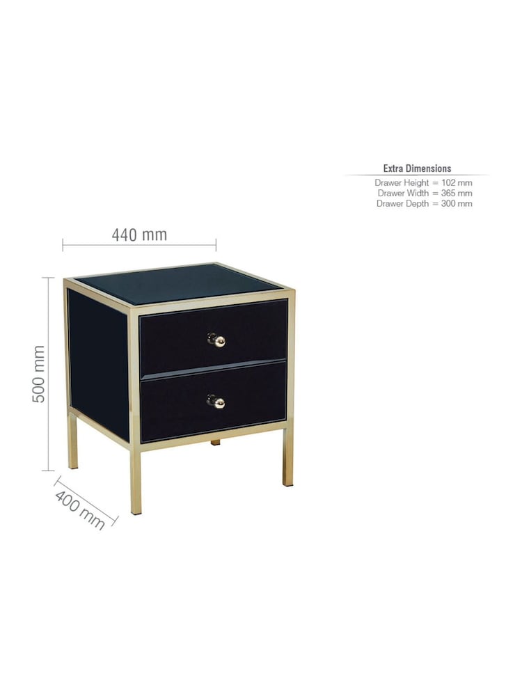 Birlea Black and Gold Fenwick 2 Drawer Bedside Table - Image 4 of 4 Birlea Black and Gold Fenwick 2 Drawer Bedside Table - Image 4 of 4