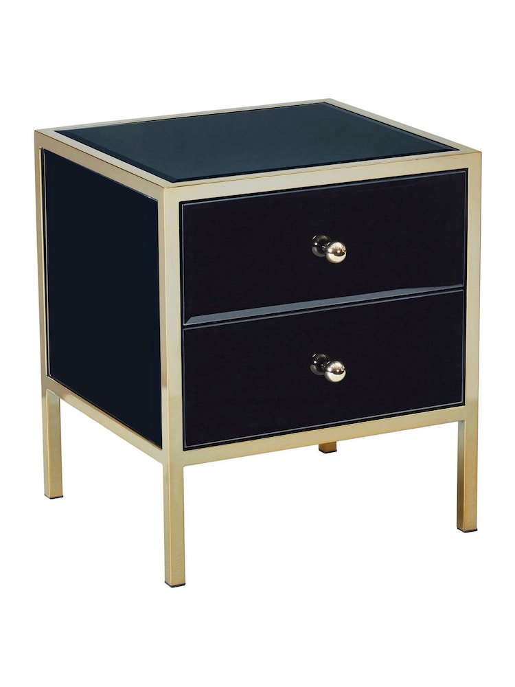 Birlea Black and Gold Fenwick 2 Drawer Bedside Table - Image 7 of 7