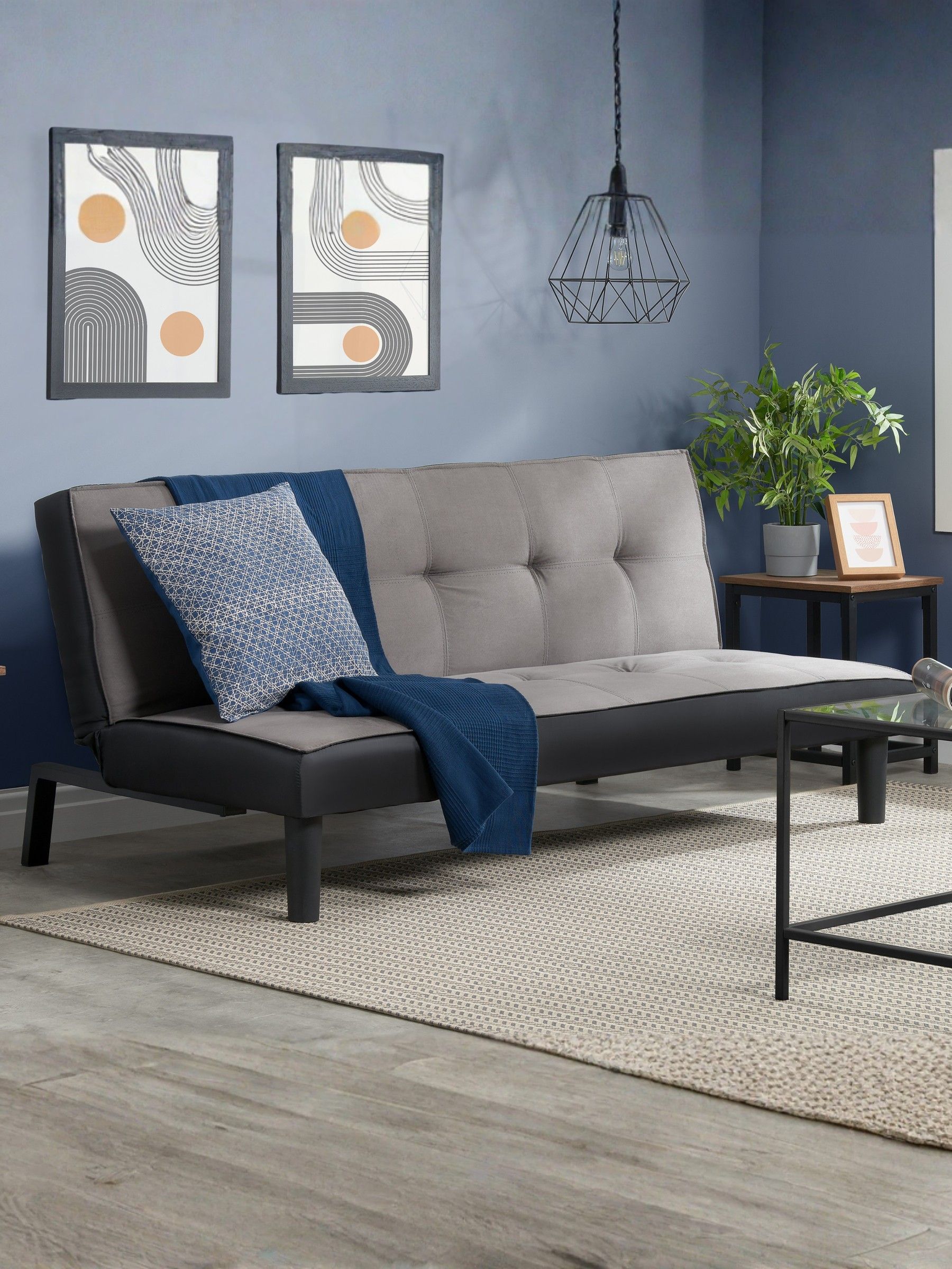 Birlea Unisex Grey Velvet Sofa Bed Aurora 3 Seater Settee Modern Fabric In - Image 3