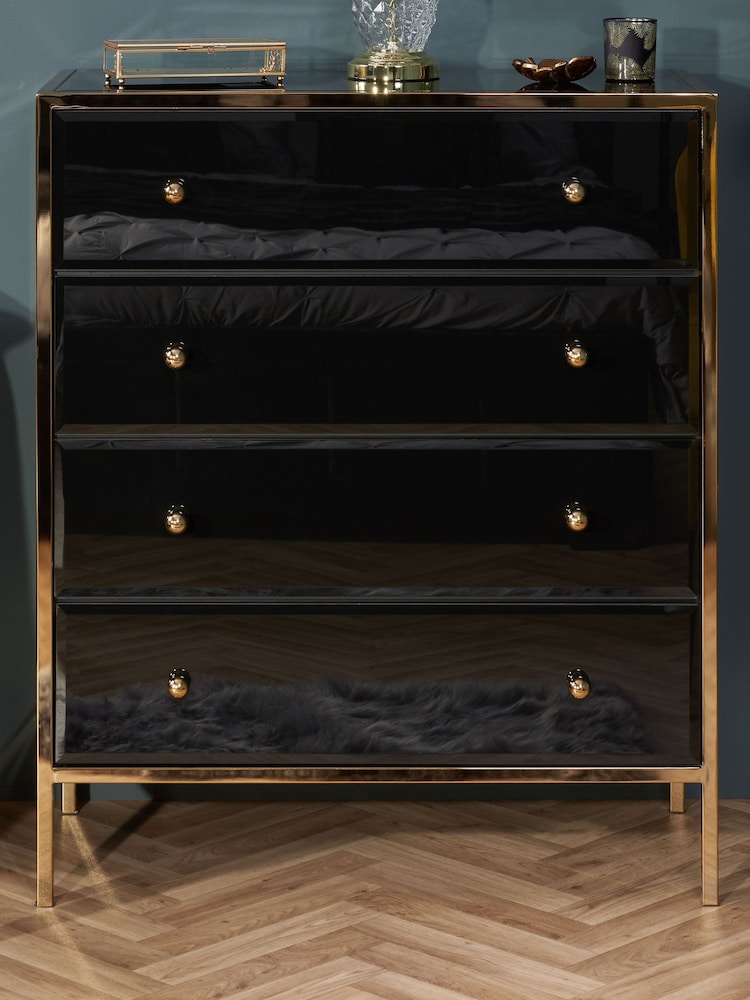 Birlea Black and Gold Fenwick 4 Drawer Chest - Image 1 of 7