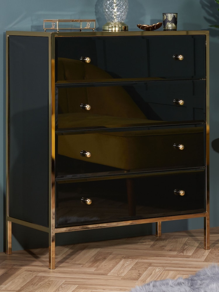 Birlea Black and Gold Fenwick 4 Drawer Chest - Image 2 of 7