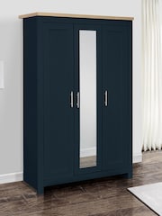Birlea Navy Blue Oak Highgate 3 Door Mirrored Effect Wardrobe - Image 1 of 3