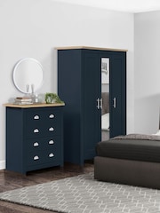 Birlea Navy Blue Oak Highgate 3 Door Mirrored Effect Wardrobe - Image 2 of 3