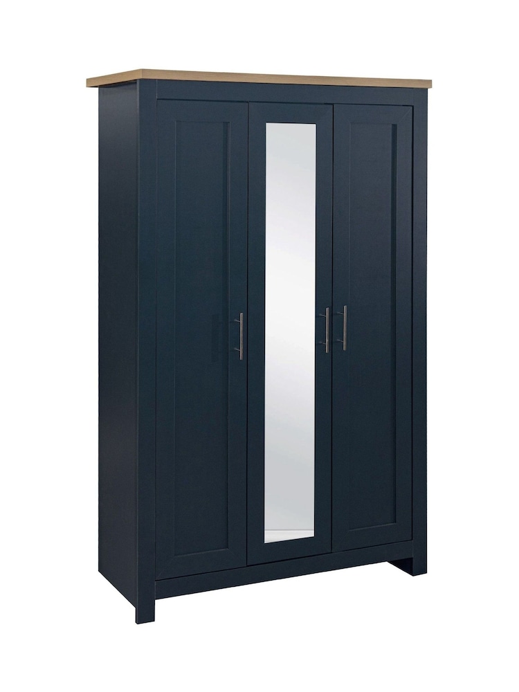 Birlea Navy Blue Oak Highgate 3 Door Mirrored Effect Wardrobe - Image 3 of 3