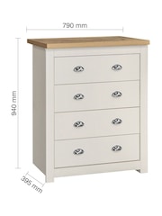 Birlea Cream and Oak Highgate 4 Drawer Effect Chest - Image 7 of 7