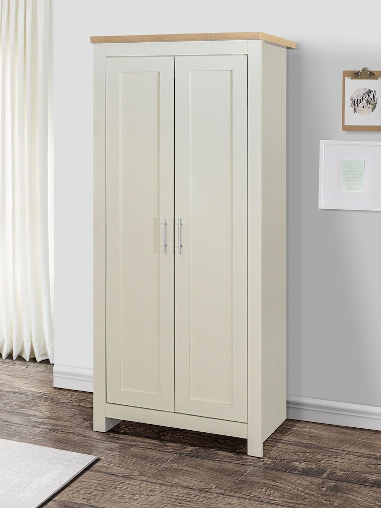 Birlea Cream and Oak Highgate 2 Effect Wardrobe - Image 1 of 3