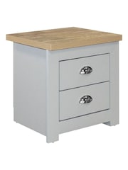 Birlea Grey and Oak Highgate 2 Drawer Bedside Table - Image 6 of 7