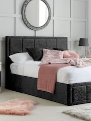 Birlea Black Crushed Velvet Hannover Ottoman Storage - Image 1 of 6
