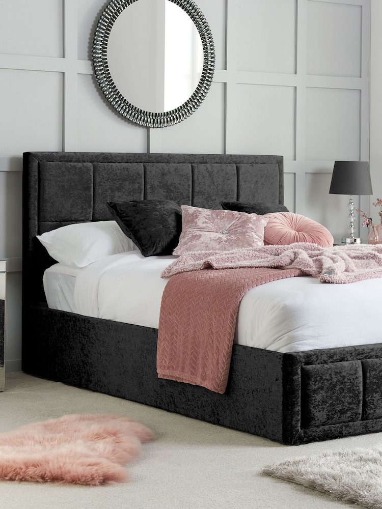 Birlea Black Crushed Velvet Hannover Ottoman Storage - Image 1 of 6