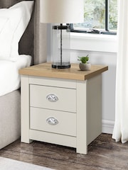 Birlea Cream and Oak Highgate 2 Drawer Bedside Table - Image 1 of 3