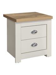 Birlea Cream and Oak Highgate 2 Drawer Bedside Table - Image 3 of 3