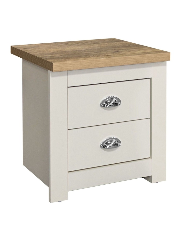Birlea Cream and Oak Highgate 2 Drawer Bedside Table - Image 3 of 3