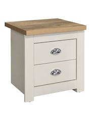 Birlea Cream and Oak Highgate 2 Drawer Bedside Table - Image 6 of 7