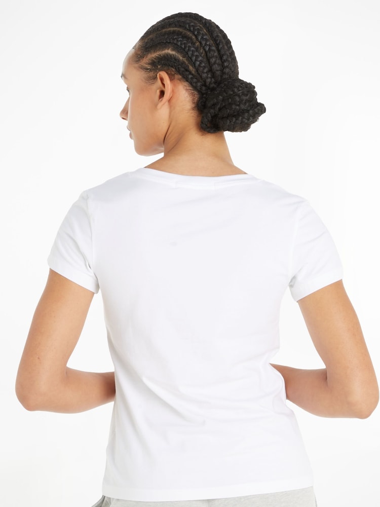 Calvin Klein White Slim V-Neck T-Shirt - Image 2 of 5 Calvin Klein White Slim V-Neck T-Shirt - Image 2 of 5