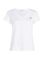 Calvin Klein White Slim V-Neck T-Shirt - Image 4 of 5
