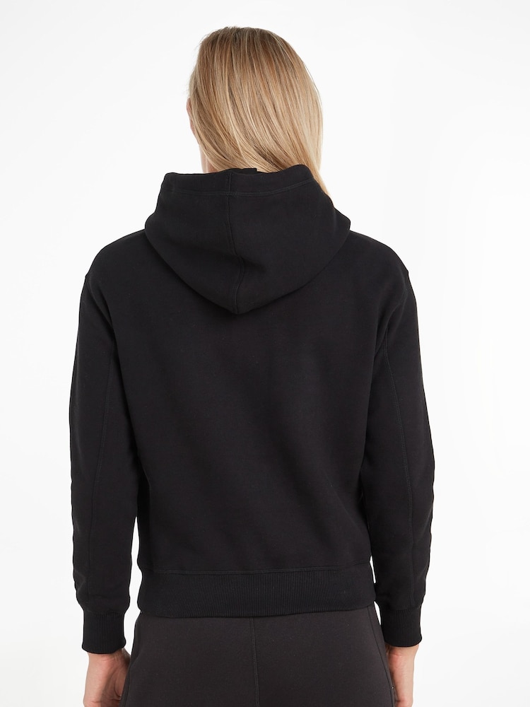 Calvin Klein Black Cotton Blend Fleece Hoodie - Image 2 of 4