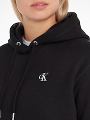 Calvin Klein Black Cotton Blend Fleece Hoodie - Image 3 of 4