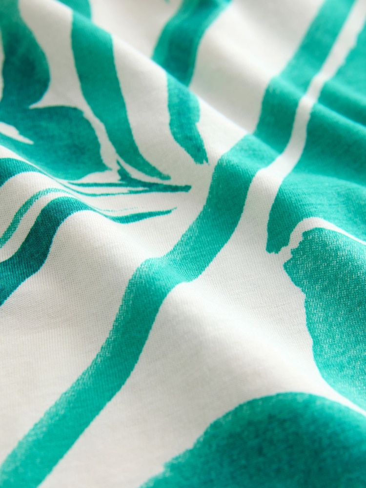 Teal/Ecru Floral Print Flowy Strappy TENCEL™ Modal Blend Vest Top - Image 3 of 3 Teal/Ecru Floral Print Flowy Strappy TENCEL™ Modal Blend Vest Top - Image 3 of 3