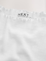 أبيض - تي شيرت بكم قصير بنقوش مخرمة - صورة 6 من 7