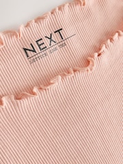 وردي - تي شيرت بكم قصير بنقوش مخرمة - صورة 7 من 8