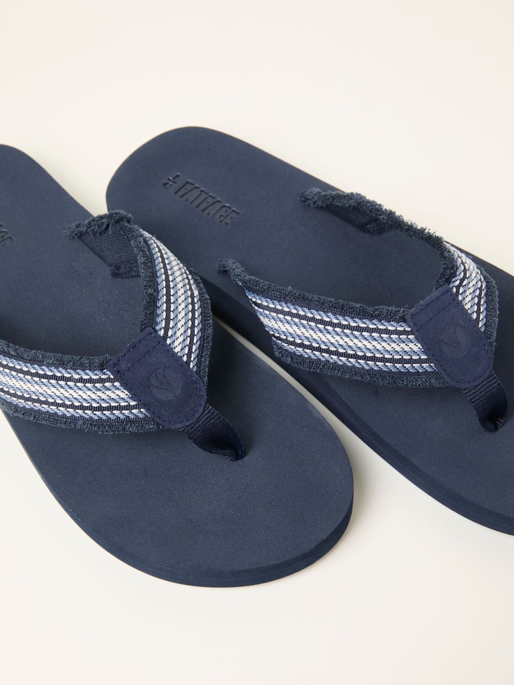 FatFace Harris Navy Flip Flop - Image 2 of 3