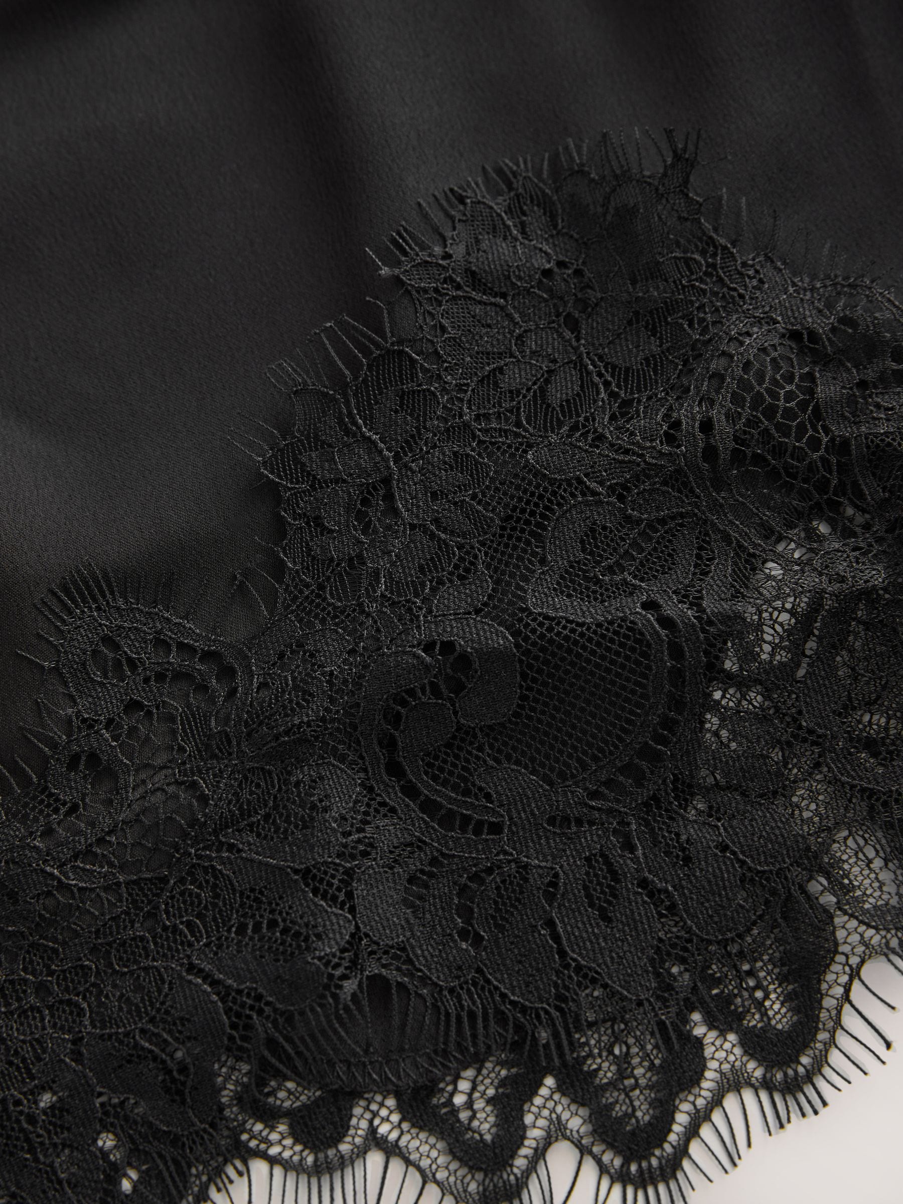 Buy Black Satin Shorts With Lace Trim from the Next UK online shop