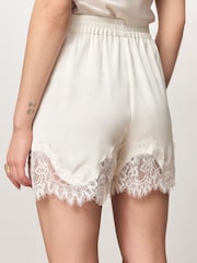 Champagne Gold Satin Shorts With Lace Trim - Image 2 of 3
