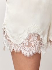 Champagne Gold Satin Shorts With Lace Trim - Image 3 of 3