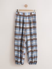 Blue/Chocolate Check Sheer Balloon Leg Trousers - Image 1 of 6