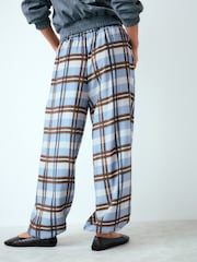Blue/Chocolate Check Sheer Balloon Leg Trousers - Image 5 of 6