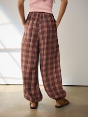 Pink/Rust Check Sheer Balloon Leg Trousers - Image 4 of 5