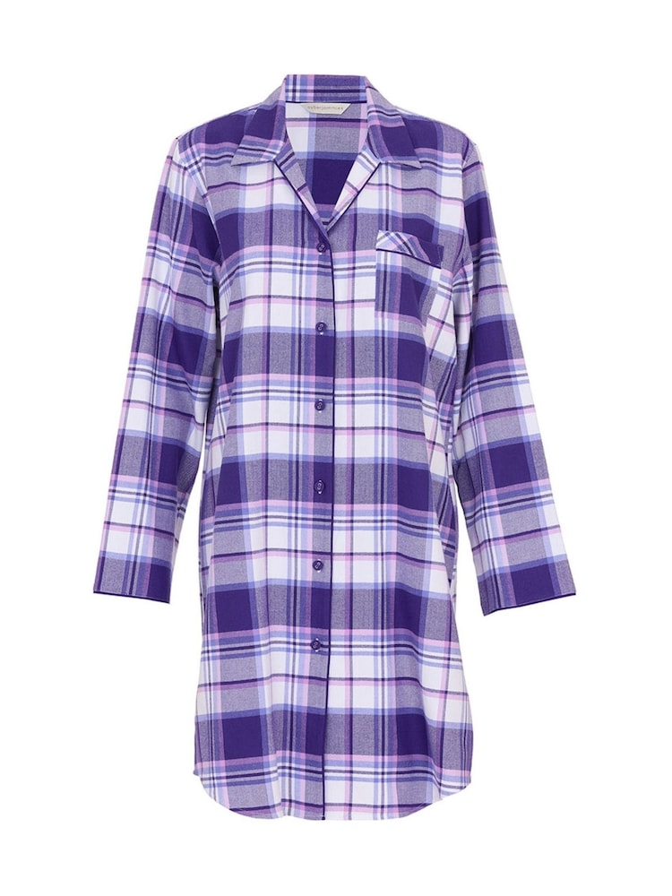 Cyberjammies Purple Long Sleeve Check Nightshirt - Image 3 of 3 Cyberjammies Purple Long Sleeve Check Nightshirt - Image 3 of 3