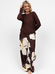 Cyberjammies Brown Slouch Jersey Top and Printed Bottoms Pyjamas Set - Image 1 of 4