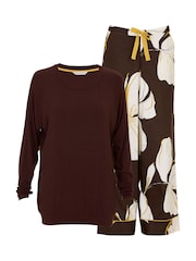 Cyberjammies Brown Slouch Jersey Top and Printed Bottoms Pyjamas Set - Image 3 of 4