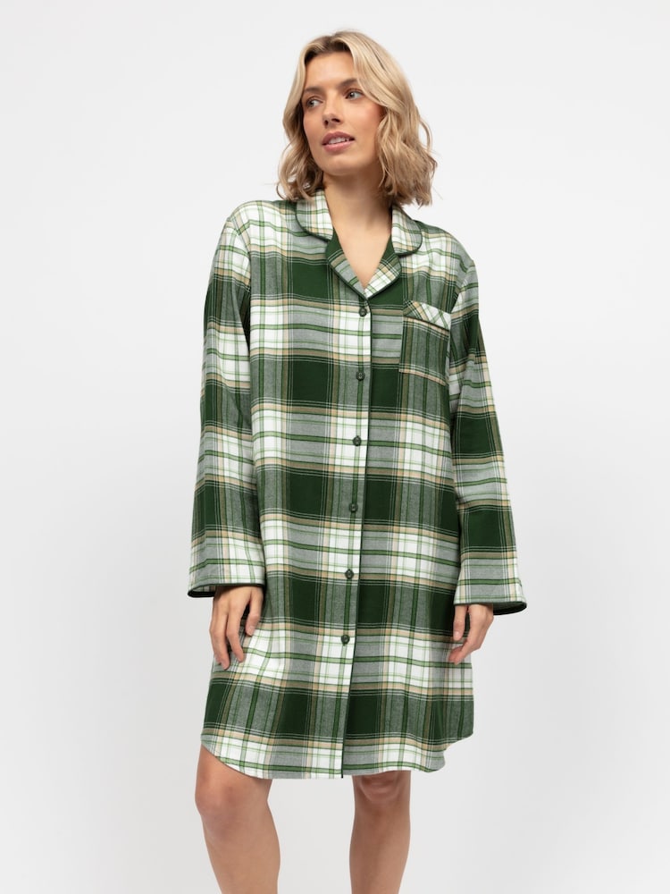 Cyberjammies Green Long Sleeve Check Nightshirt - Image 1 of 3 Cyberjammies Green Long Sleeve Check Nightshirt - Image 1 of 3