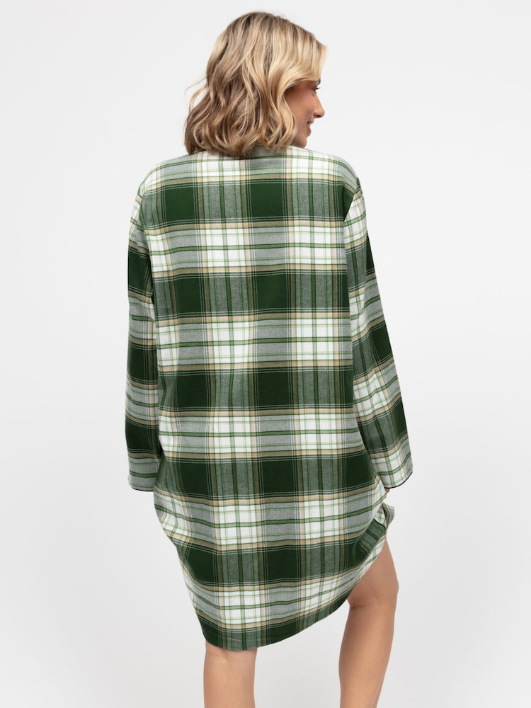 Cyberjammies Green Long Sleeve Check Nightshirt - Image 2 of 3 Cyberjammies Green Long Sleeve Check Nightshirt - Image 2 of 3