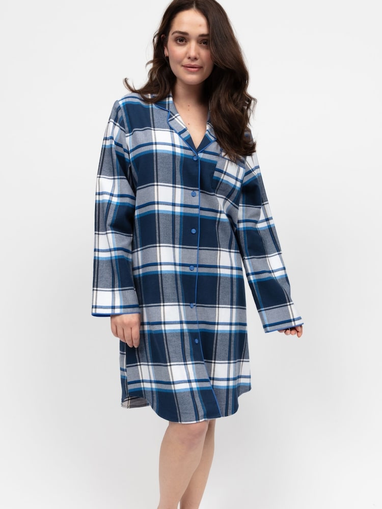 Cyberjammies Blue Long Sleeve Check Nightshirt - Image 1 of 4