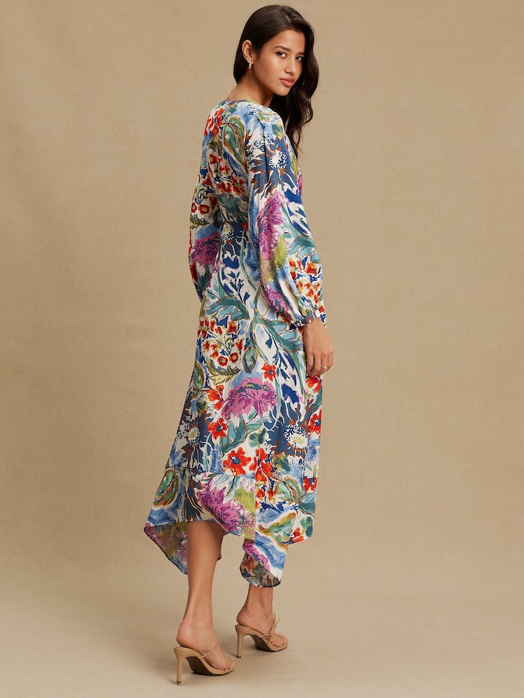 long sleeve floral midi dress Perfect Meet Cute Burgundy Floral Long Sleeve Midi Dress