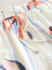 Blue/Ecru Pull On Wide Leg Trousers With Linen - Image 7 of 8