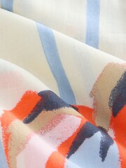 Blue/Ecru Pull On Wide Leg Trousers With Linen - Image 8 of 8