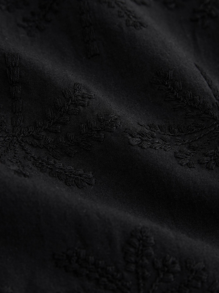 Black Palm Tree Embroidered Wide Leg Trousers - Image 8 of 8 Black Palm Tree Embroidered Wide Leg Trousers - Image 8 of 8