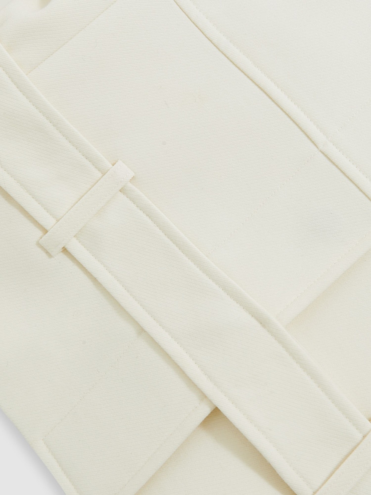 Reiss White Athena Atelier Wool Collarless Belted Jacket - Image 6 of 6 Reiss White Athena Atelier Wool Collarless Belted Jacket - Image 6 of 6