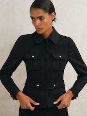Reiss Black Vesta Atelier Wool Belted Jacket - Image 1 of 7
