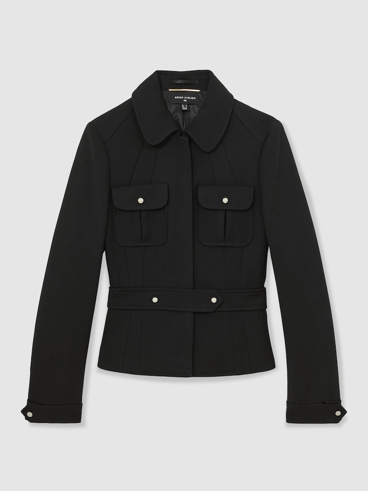 Reiss Black Vesta Atelier Wool Belted Jacket - Image 2 of 7