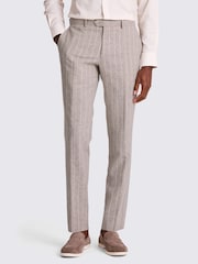 MOSS Natural Slim Fit Stripe Trousers - Image 1 of 3