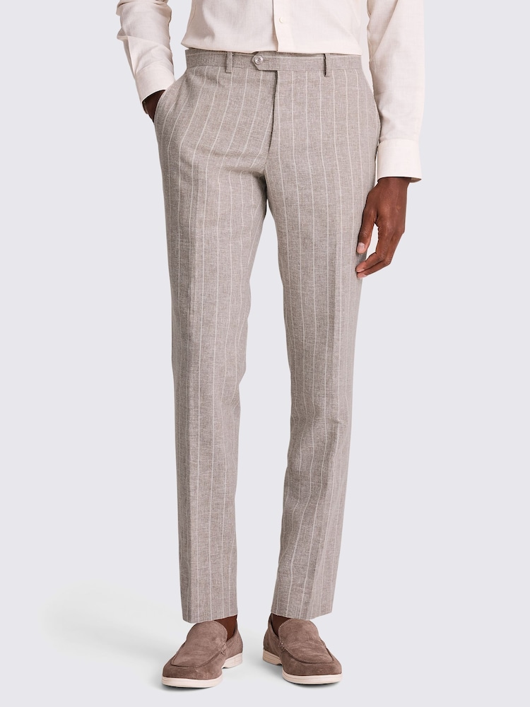 MOSS Natural Slim Fit Stripe Trousers - Image 1 of 3