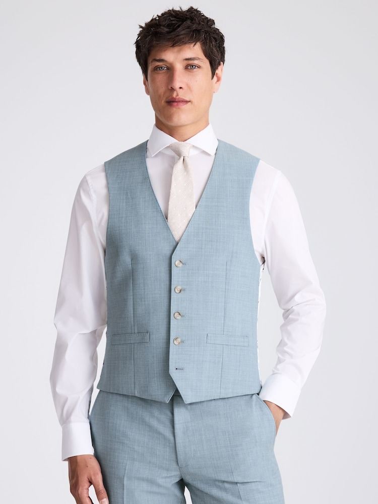 MOSS Blue Slim Fit Marl Waistcoat - Image 1 of 3